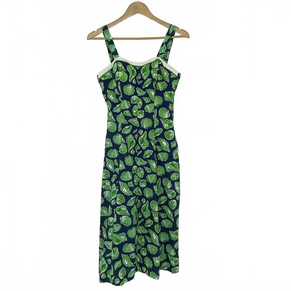 Dresses & Skirts - Vintage Clubhouse by Ceeb Navy Blue & Green Shell Print Sun Beach Dress